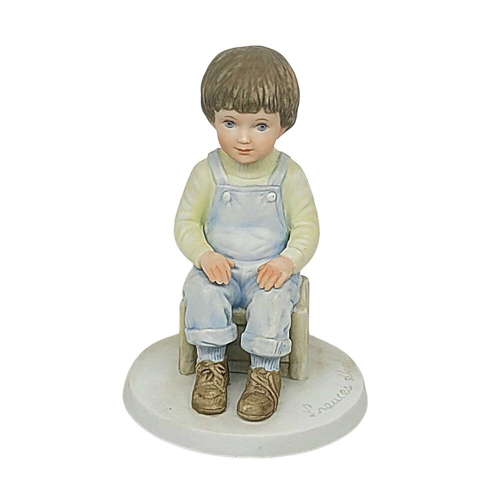 Vtg Signed 1980 Frances Hook Figurine I'll Be Good Boy Sitting Time Out Chair